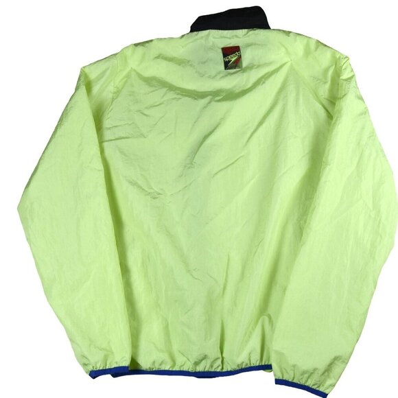 SPEEDO Zip Front Jacket Neon Green 90's Windbreaker XL - Picture 3 of 7